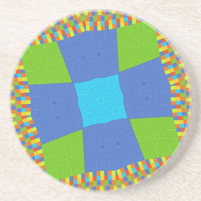 Posavasos Hermoso diseño de impresión de arte azul verde azu (Frente)