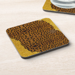 Posavasos Hermoso estampado de animal de cuero de guepardo c