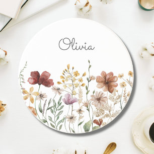 Posavasos Hermoso Jardín de Flores Silvestres en Acuarela