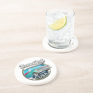 Posavasos Hermoso logo retro de Cuba.