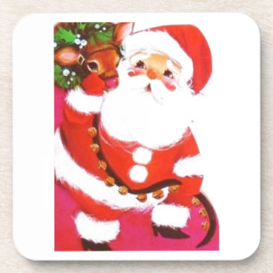 Posavasos Hermoso mod Santa & reno de la época de mediados d