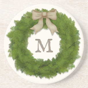Posavasos Hermoso Monograma de Personalizado con guirnaldas 