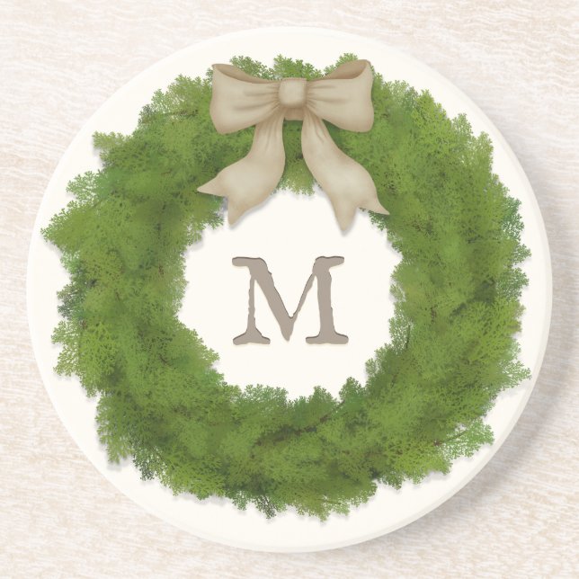 Posavasos Hermoso Monograma de Personalizado con guirnaldas  (Frente)