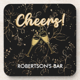 Posavasos Hermoso nombre de barra Personalizado oro y negro