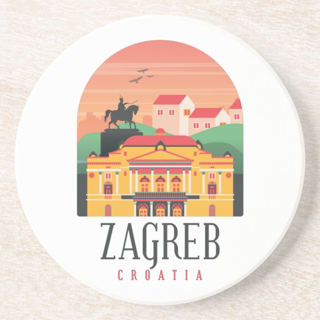 Posavasos Hermoso paisaje urbano de Zagreb Croacia (Frente)