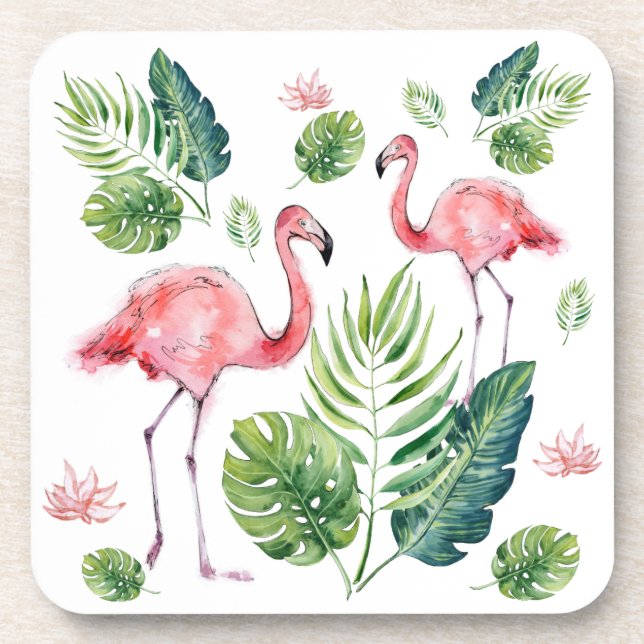 Posavasos Hermoso patrón de flamencos rosados (Frente)
