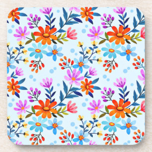 Posavasos Hermoso patrón de flores y hojas
