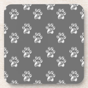 Posavasos Hermoso patrón de patas trendy en gris oscuro