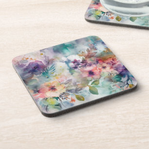 Posavasos Hermoso patrón floral botánico de acuarela