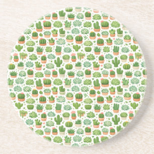 Posavasos Hermoso patrón sin fisuras de plantas suculentas