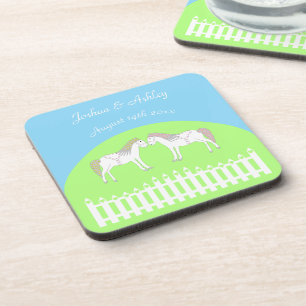 Posavasos Hermoso Personalizado de caballos Boda blanco