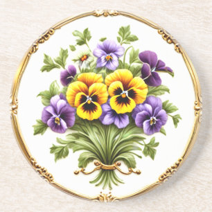 Posavasos Hermoso ramo de flores de pensamiento