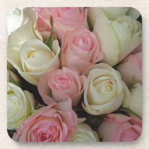 Posavasos Hermoso ramo de flores de rosas blancas rosadas