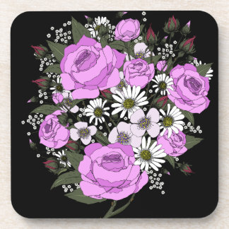 Posavasos Hermoso ramo de rosas rosadas