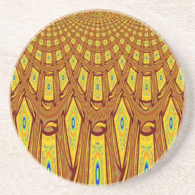 Posavasos Hermoso vector de impresión tribal africana Golden (Frente)