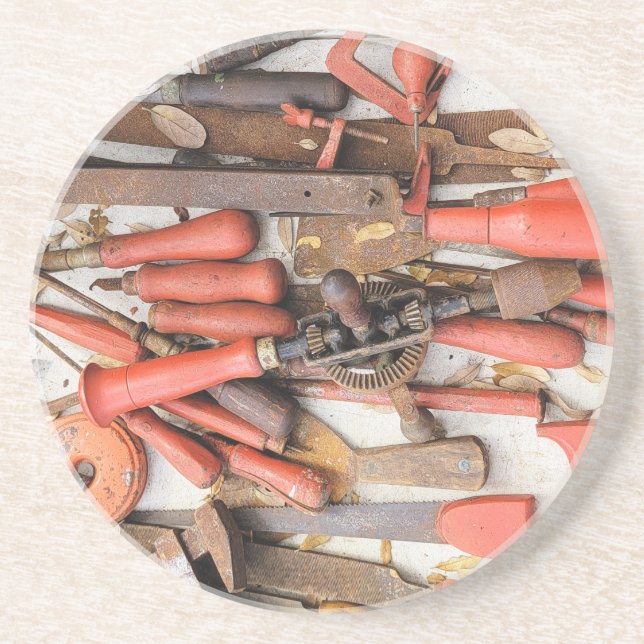 Posavasos Herramientas Herramienta Antiguo Hombre Rojo Rústi (Frente)