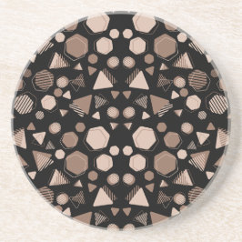 Posavasos Hexagon y Triangle Pink & Brown en el patrón negro