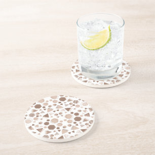 Posavasos Hexagón y triángulo rosa y marrón en patrón blanco