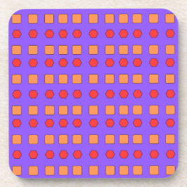 Posavasos Hexágono Rojo y Cuadrados Redondeados Naranjas sob