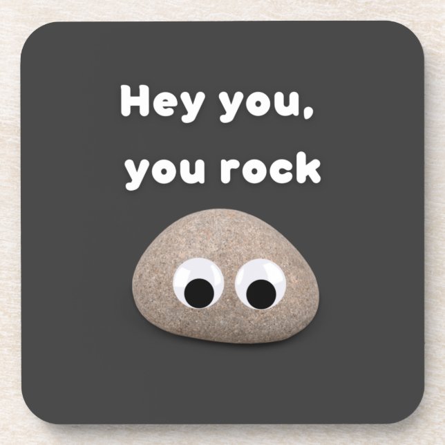 Posavasos Hey tú, rock, rock con ojos de googre (Frente)