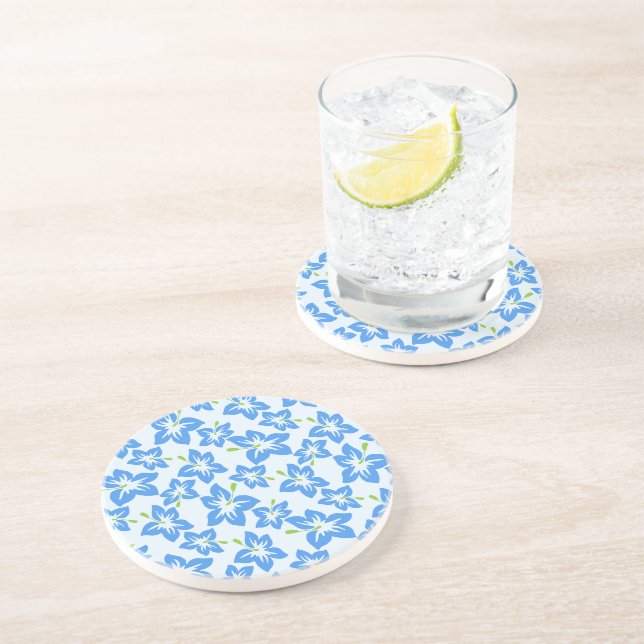 Posavasos Hibisco Azul, Flores Azules, Patrón De Flores (Lado)