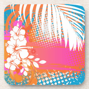 Posavasos Hibisco de PixDezines/color de fondo de bricolaje