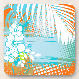 Posavasos Hibisco de PixDezines/color de fondo de bricolaje