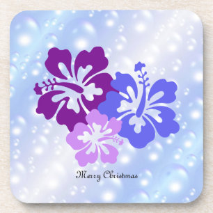 Posavasos Hibiscus navidad en tonos morados