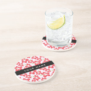 Posavasos Hibiscus Rojo, Flores Rojas, tu nombre