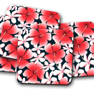 Posavasos Hibiscus Tropical Rojo Juego de Semillas de Hibi