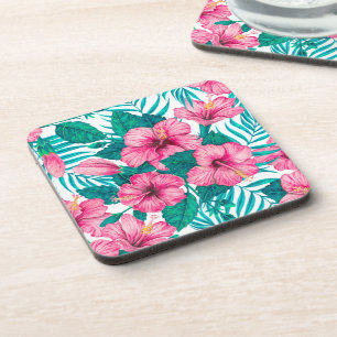 Posavasos Hibiscus y hojas de palmera