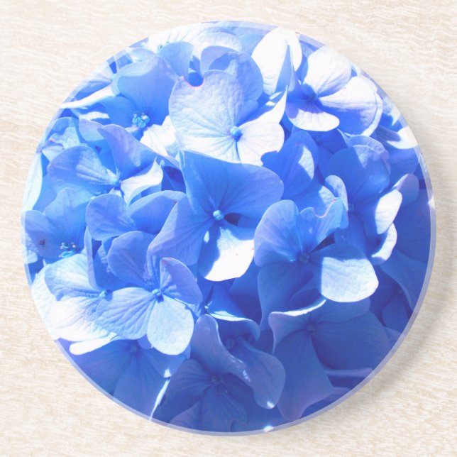 Posavasos Hidrenajes azules florales de cobalto elegantes az (Frente)