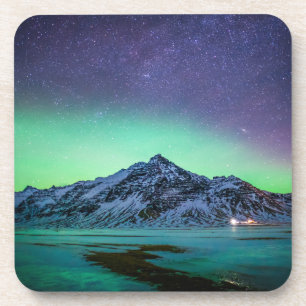 Posavasos Hielo y nieve   Aurora Borealis Vía Láctea Islandi