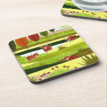 Posavasos Highland Cow Fields Art<br><div class="desc">Este bonito diseño cuenta con arte original de árboles de otoño,  colinas onduladas y adorables vacas esponjosas de Highland. ¡Este diseño es parte de mi serie de Happy Places! ¡Visita la categoría Happy Places en mi tienda!</div>