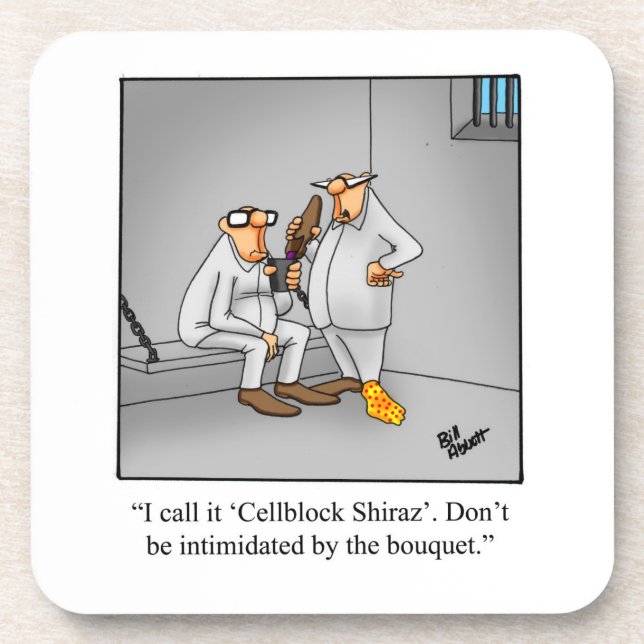 Posavasos Hillera de humor de vino "Cellblock Shiraz" (Frente)