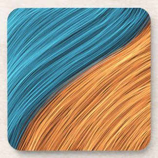 Posavasos Hilos de luz neón vibrante de azul y naranja
