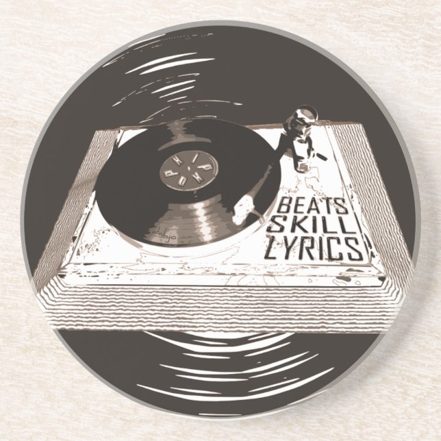 POSAVASOS HIP HOP BEATS SKILL LYRICS ON TURNTABLE (Frente)