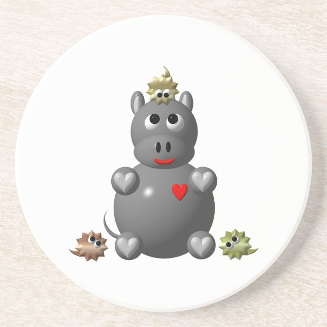 Posavasos Hipopótamo Adorable con Hámsters (Frente)