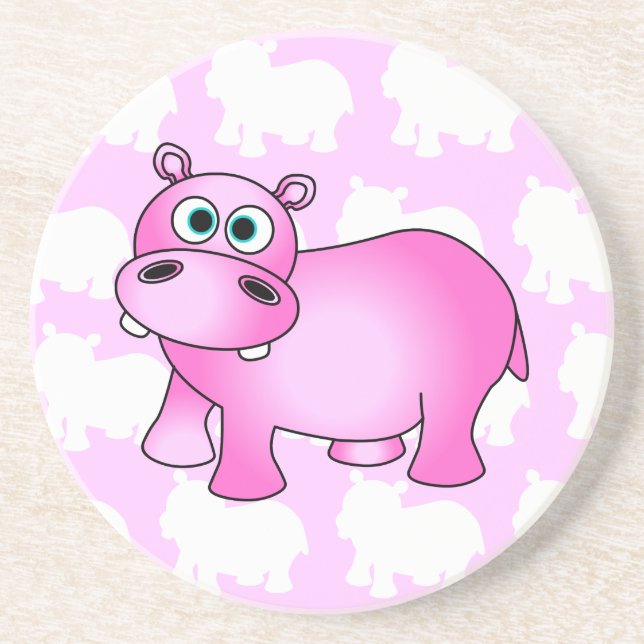 Posavasos Hipopótamo rosado lindo del bebé (Frente)