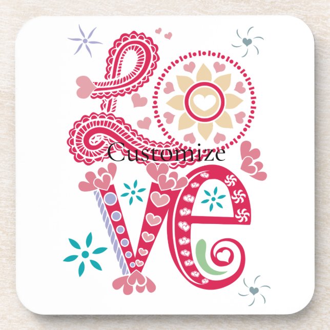 Posavasos Hippie Groovy Love Rótulo Thunder_Cove (Frente)