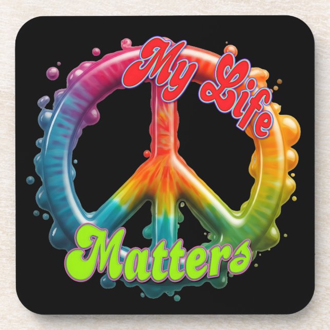 Posavasos Hippie Love Peace Life Matters Custom  (Frente)