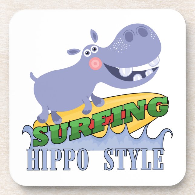 Posavasos Hippopotamus de la persona que practica surf (Frente)
