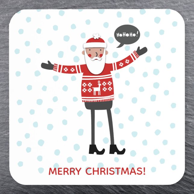 Posavasos Hipster Santa (Fun Hipster Santa coaster with custom Merry Christmaws text)