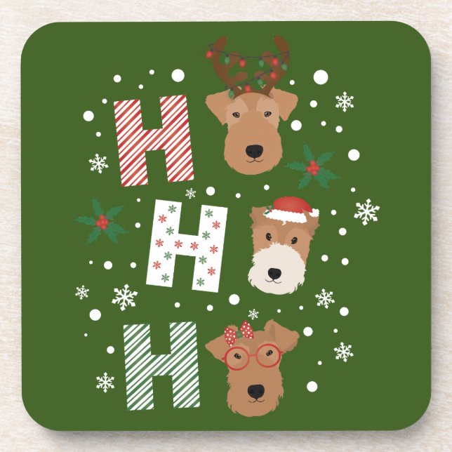 Posavasos Ho Ho Ho Ho Ho Welsh Terrier Feliz Navidad (Frente)