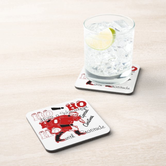 Posavasos HO HO HO tiene Navidades maravillosos con gratitud (Lado Derecho)