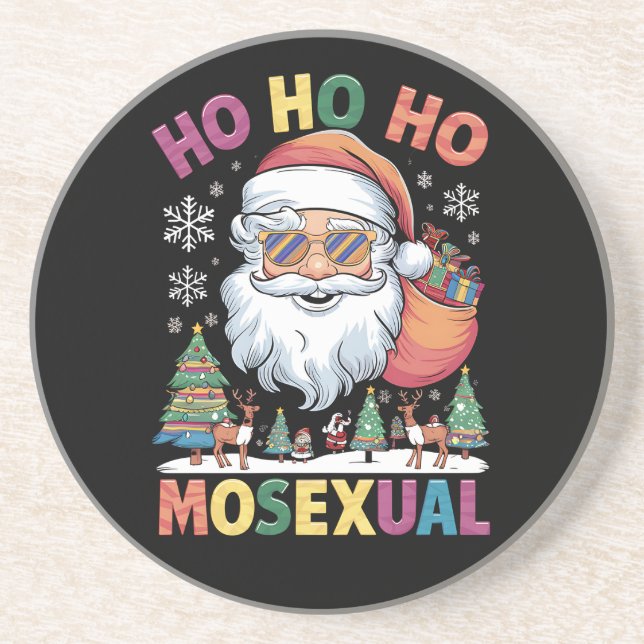 Posavasos Ho Ho Navidades homosexuales de Santa Holiday Orgu (Frente)
