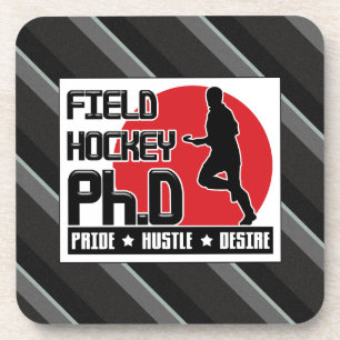 Posavasos Hockey Ph.D. Cork respaldado por tiras de cocina