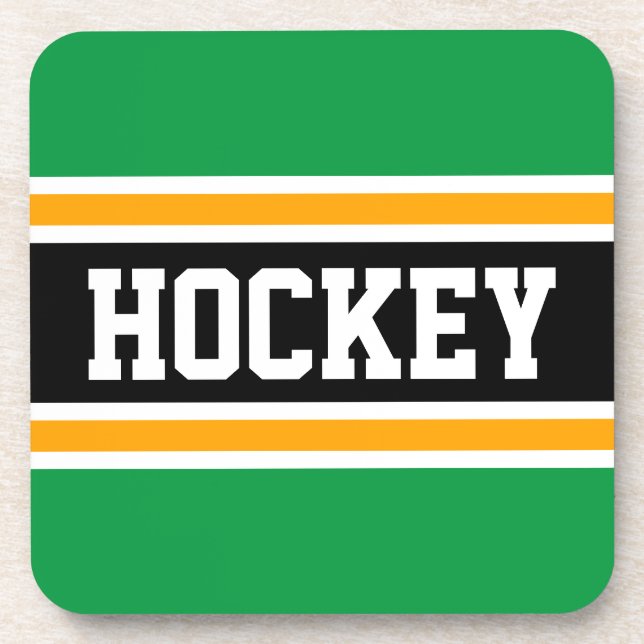 Posavasos HOCKEY Sporty Brillante Green Yellow Black Strips (Frente)