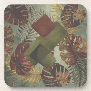 Posavasos Hoja de palma monstera tropical retro verano 70's 