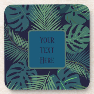 Posavasos hoja de palma negra tropical moderna, hojas de hig